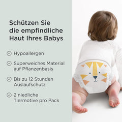 Kit & Kin Premium pelenkák, 4-es méret (9-14 kg), 128-as, növényi alapú és hipoallergén, megbízható szivárgás elleni védelem, vegán és kegyetlenség mentes