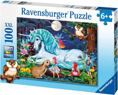 Ravensburger puzzle pentru copii - 10793 În pădurea fermecată - Unicorn puzzle pentru copii de 6 ani și peste, cu 100 de piese în format XXL Puzzle Naty Shop