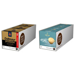 NESCAFÉ Dolce Gusto Dallmayr Prodomo, XXL-Vorratsbox, 90 Kaffeekapseln (3 x 30 Kapseln) & Dallmayr Crema d'Oro Caffè Latte (48 Kaffeekapseln, 48 Getränke, cremig&ausgewogen) 3er Pack (3 x 16 Kapseln)