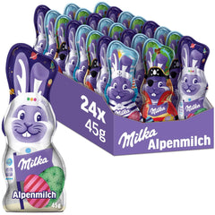 Milka Smiling Bunny Alpine Milk Design Edition - húsvéti csokoládé 3 különböző mintával - 24 x 45g