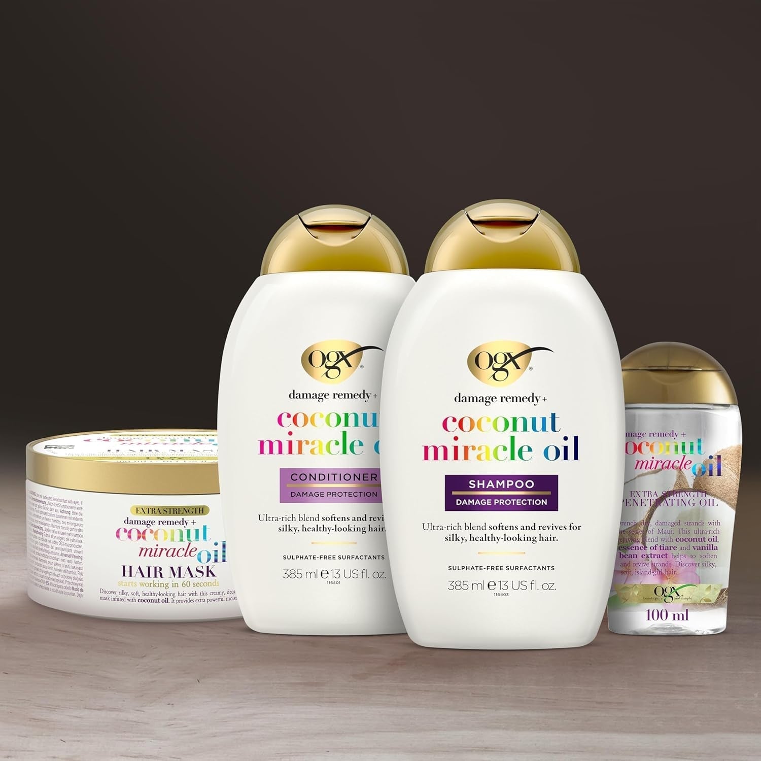 OGX Coconut Miracle Oil Hair Mask, mască de păr hidratantă pentru păr uscat, tratament hrănitor pentru păr cu ulei de nucă de cocos și extract de vanilie, îngrijire anti-frizz pentru îngrijirea optimă a buclelor (300 g) Masca de par Naty Shop
