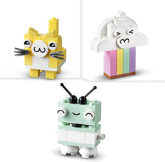 LEGO 11028 klasszikus pasztell kreatív építőkészlet tégladoboz, építőjáték 5 év feletti lányoknak és fiúknak modellekkel; fagylalt, dinoszaurusz, macska és egyebek Építőkészletek Besuche den LEGO-Store