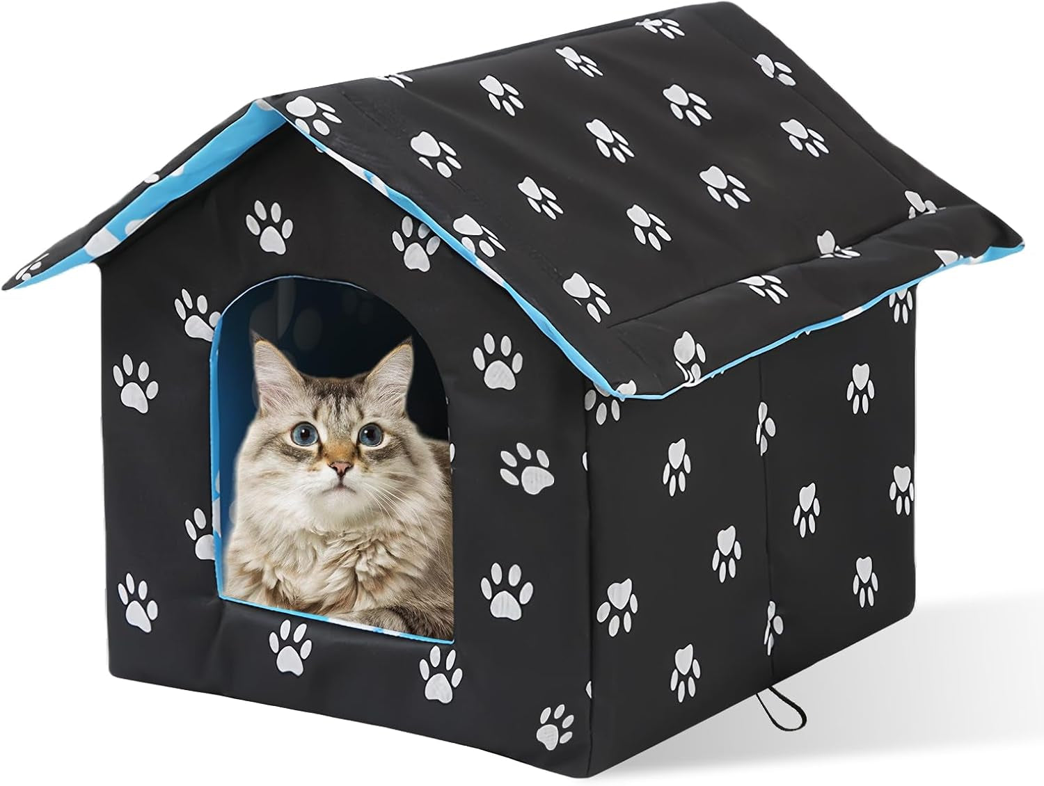 Căsuță pentru pisici în aer liber, peșteră pliabilă pentru pisici, pat pentru pisici rezistent la intemperii, casă pentru pisici în aer liber, pentru animale de companie mici (36 * 26 * 14CM, negru)