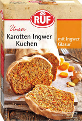 RUF Karotten-Ingwer-Kuchen, Backmischung Für Einen Saftigen Karottenkuchen Mit Frischen Möhren Und Fruchtiger Ingwer-Zuckerglasur, Vegan Naty Shop Karottenkuchen