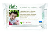 Eco by Naty Baby Care, Organikus nedves törlőkendő babáknak, illatmentes, 56 pelenka
