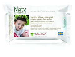 Eco by Naty Baby Care, Organikus nedves törlőkendő babáknak, illatmentes, 56 pelenka