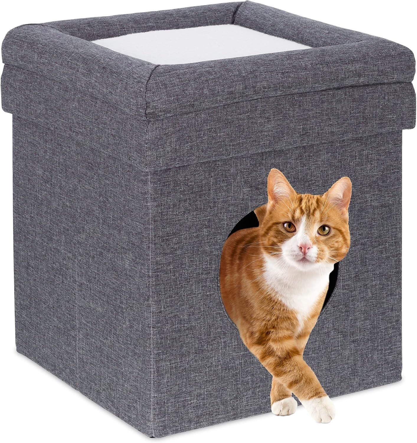 Relaxdays Peșteră Pliabilă pentru Pisici, Bancă Rezistentă, Mobilier de Interior pentru Pisici, Ascunziș pentru Animale de Companie, ÎxLxA: 38,5 x 74,5 x 37 cm, Bej, 1 Bucată