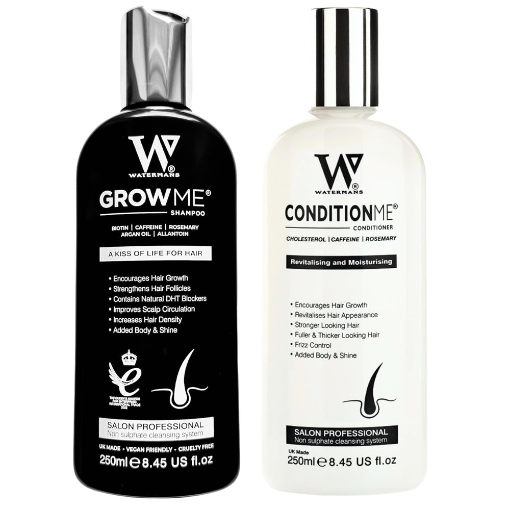 Șampon pentru creșterea părului, balsam pentru creșterea părului Watermans, biotină, ulei de argan, alantoină, rozmarin, niacinamidă B3, proteine de lupin cu multe alte vitamine pentru creșterea părului. Ingrijirea parului Naty Shop Titlu implicit