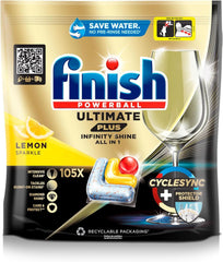 Finish Ultimate plus Infinity Shine Citrus mosogatógép fülek - Tabletta mosogatógéphez, intenzív tisztítás - 105 kapszula, citrom Naty Shop