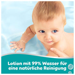 Pampers 99%-os vizes babatörlő, 12 csomag, egyenként 60 darabos törlőkendő = 720 babatörlő, könnyű lotion 99%-os víz