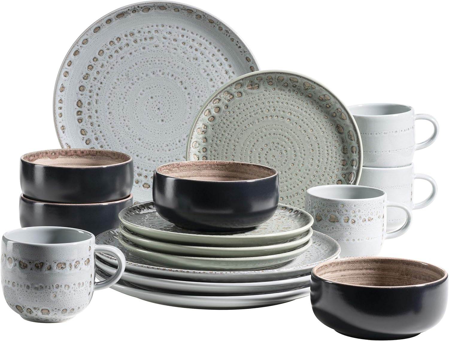 MÄSER 931743 Seria Spicy Market, Set de veselă pictată manual pentru 4 persoane cu design mediteranean vintage Seturi vesela masa Naty Shop Albastru Verde Roz