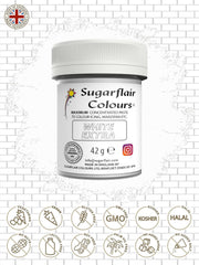 Colorant alimentar Sugarflair Max Concentrated White Extra, colorant alimentar foarte concentrat pentru marțipan și fondant, colorant pastă Max Concentrate - 42 g