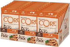 Wellness CORE Purely Paté 24 x 85g, Pui și Curcan – Hrană umedă pentru pisici, pate fin, fără cereale, natural, hipoalergenic, bogat în proteine, conținut ridicat de carne