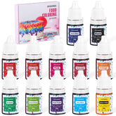 Colorant alimentar lichid – 12 culori colorant alimentar foarte concentrat pentru copt, băuturi, macaroane, fondant, decorare tort, set de coloranți alimentari pentru săpunuri DIY, slime, meșteșuguri (6 ml fiecare)