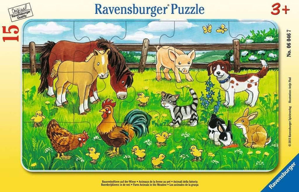 Ravensburger puzzle gyerekeknek - 06046 Farm Animals in the Meadow - 15 részes, keretes puzzle 3 éven felülieknek Puzzle Naty Shop alapértelmezett cím