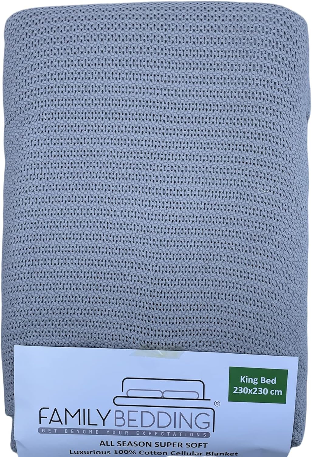 Family Bedding Pătură celulară roz pentru pat dublu, bumbac, cuvertură de pat mare, reversibilă, ușoară, termică, moale, pătură celulară tradițională, 230 X 230 cm Plapumi si pilote Naty Shop Gri Pat dublu (230X230Cm)