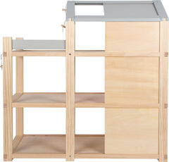 Casă de păpuși din lemn Small Foot, culori naturale – cu 3 etaje, terasă pe acoperiș și set de mobilier cu 51 de piese, încurajează jocul creativ, potrivită pentru vârste de la 3 ani în sus, 12541