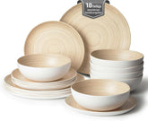 Set de veselă pentru camping pentru 6 persoane, set de veselă din melamină cu 18 piese pentru activități în aer liber, picnicuri și petreceri în grădină, set de farfurii, serviciu combinat, veselă pentru camping pentru rulote