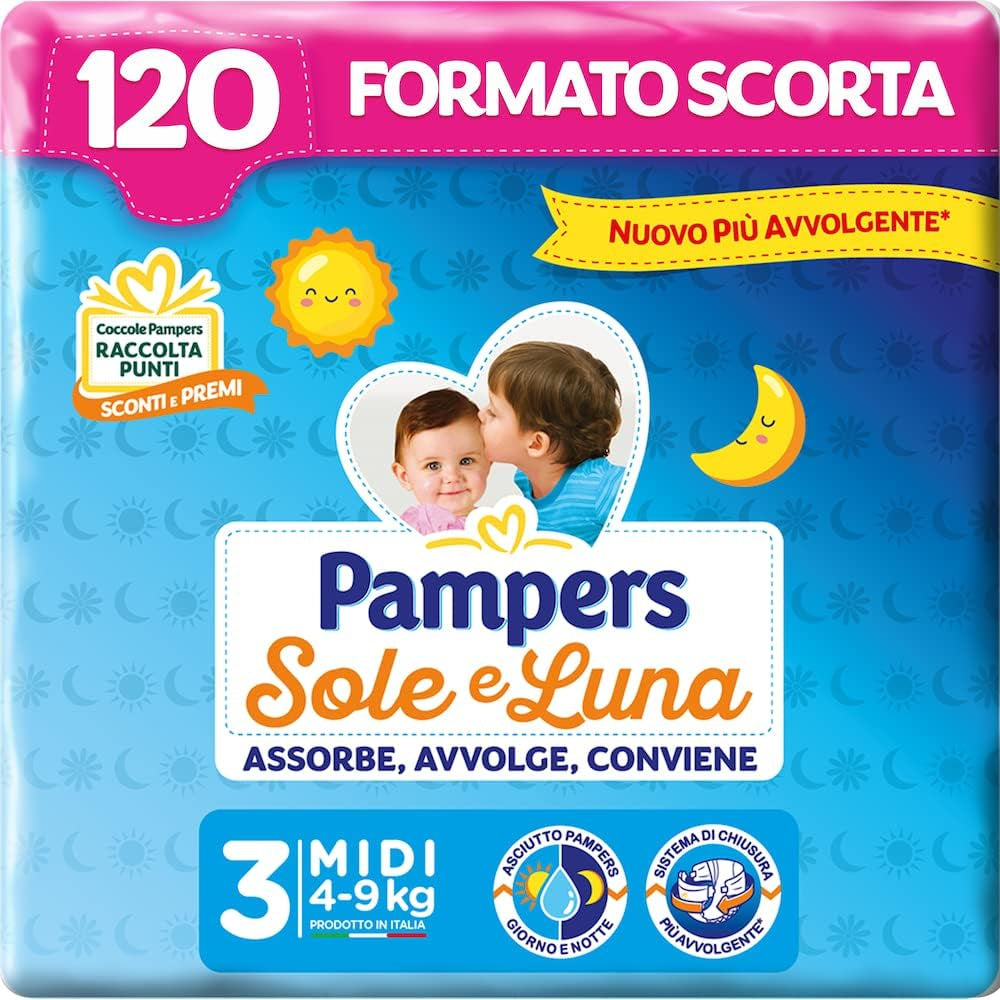 Pampers Sun and Moon Midi pelenka, 3-as méret (4-9 kg), 120 pelenka