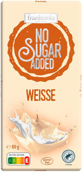 frankonia CSOKOLÁDÉ HOZZÁADOTT CUKOR NÉLKÜL Gluténmentes fehér csokoládé, 80 g