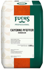 Fuchs Professional - Cayenne Pfeffer gemahlen | Scharfes Gewürz für Chili con Carne | Profi-Qualität für Großverbraucher und Gastronomie | 1 kg-os újrahasznosítható zacskó
