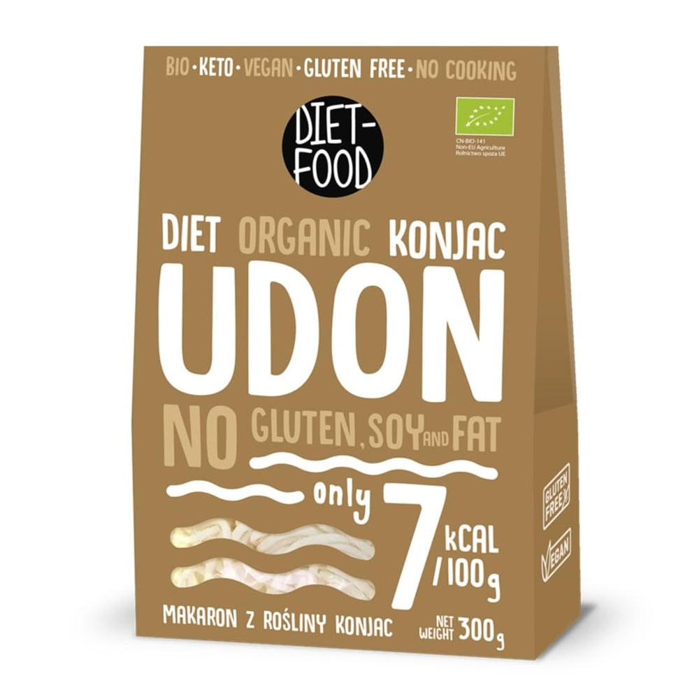Udon Shirataki Konjac Noodles Bio 385g - Alacsony kalóriatartalmú, gluténmentes, vegán - konjac gyökérből készült, rostban gazdag DIÉTAÉTEL