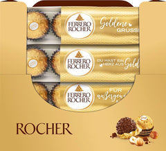 Ferrero Rocher - Ropogós és krémes mogyoró különleges praliné - Valentin-napi ajándék neki és neki - 16 csomag, 4 db egyedi praliné