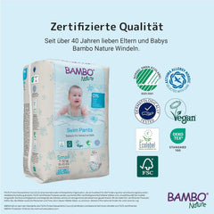 Bambo Nature Baby úszópelenka, S méret (7-12kg), 12 pelenka | Secure Fit eldobható úszópelenkák | Vízálló kényelem vízi játék közben