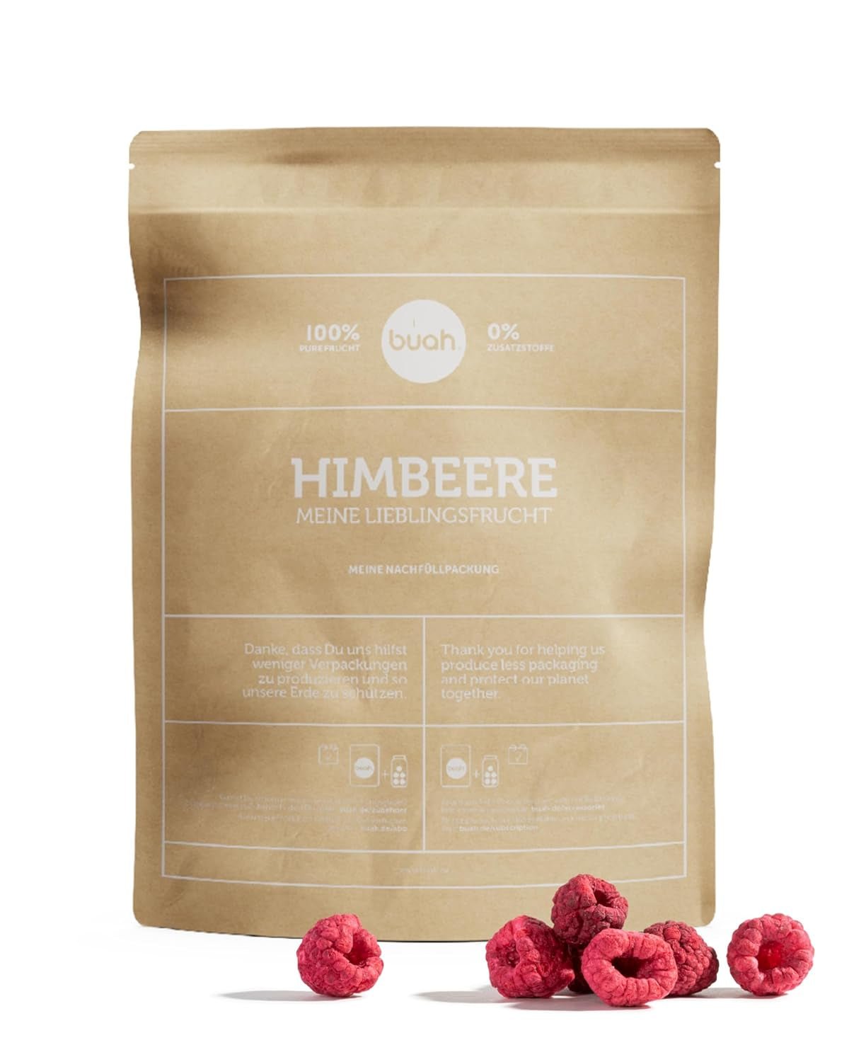 BUAH® Zmeură organică liofilizată | chipsuri de zmeură ca gustare, pentru muesli și deserturi | înlocuitor ideal pentru dulciuri | vegan și fără zahăr adăugat | 120g Produse deshidratate Naty Shop 224 G