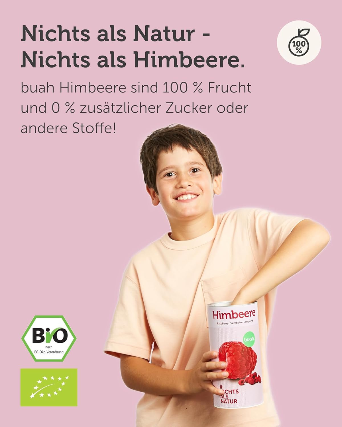 BUAH® Zmeură organică liofilizată | chipsuri de zmeură ca gustare, pentru muesli și deserturi | înlocuitor ideal pentru dulciuri | vegan și fără zahăr adăugat | 120g Produse deshidratate Naty Shop