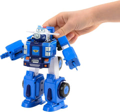 SUPER WINGS - KONVERTIBÁLHATÓ ROBOTJÁRMŰ "PAUL'S CRUISER" 18 cm + 1 ÁBRA 5 cm - Transform-A-Bots játékautó és repülőgép az animációs sorozatból - Játékok 3 éven felüli gyerekeknek Akciófigurák Naty Shop