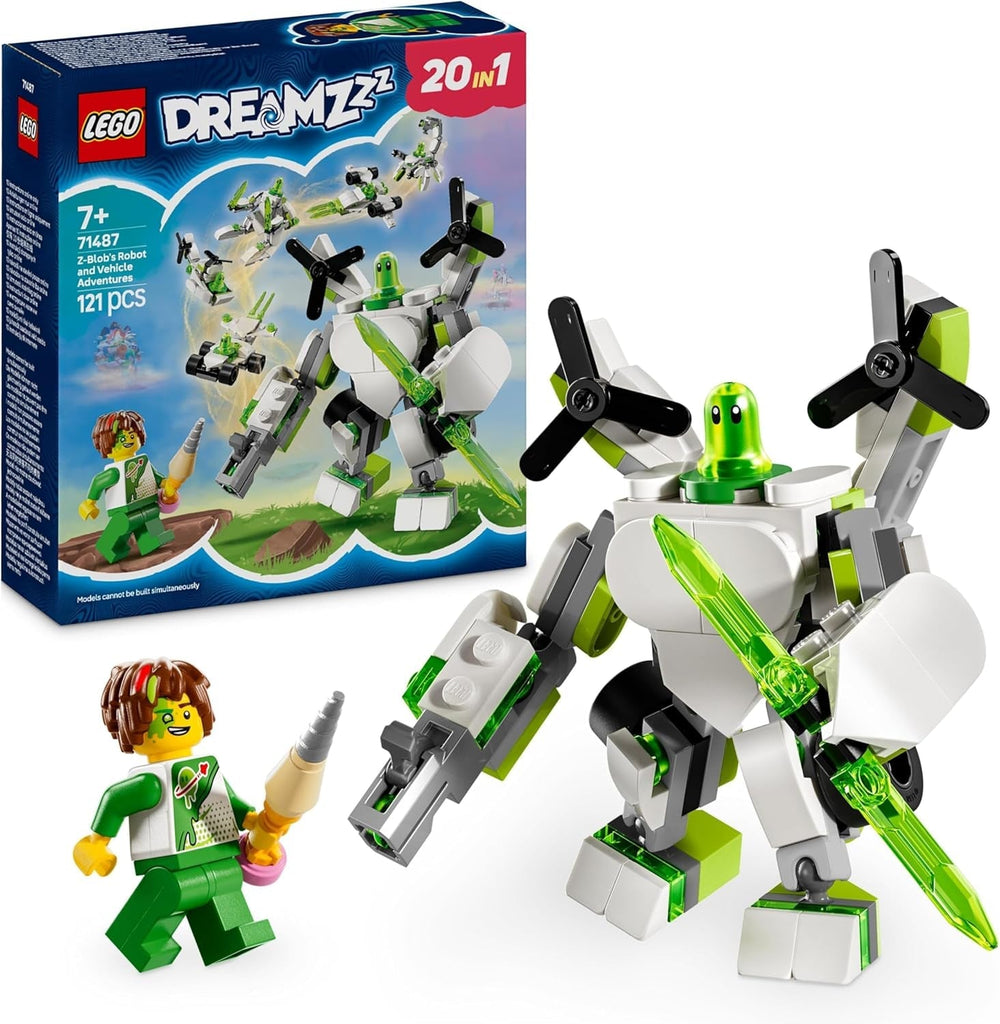 LEGO Dreamzzz Z-Blob robot- és járműkalandja, 20 az 1-ben játékgép, lányoknak és fiúknak, 7 év feletti gyerekeknek, Fantasy játékkészlet Mateo minifigurával, Z-Blob 71487 20 változata, építőkészletek Besuche den LEGO-TitleStore