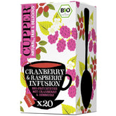 Cupper Ceai de fructe organic Cranberry Rasperry, 20 pliculețe de ceai nealbite, ecologic, comerț echitabil