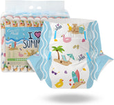 CutiePlusU felnőtt pelenkák, 10 csomag, eldobható lappelenka nőknek és férfiaknak, maximális nedvszívó képesség egy éjszakán át - I Love Summer (közepes méretű, 71-96 cm)