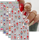 JMEOWIO Nagelsticker Weihnachten 10 Blatt Nail Art Sticker Selbstklebend Nagelaufkleber Schneeflocke Winter Urlaub Süß Dekoration Nageldesign Zubehör