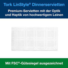 Șervețele de masă Tork Linstyle albe, 1/4 pliere, 19,5 × 19,5 cm, 14 נ50 șervețele, 509410