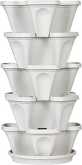 Jardinieră verticală cu 5 niveluri, suprapusă, pentru căpșuni, ierburi aromatice, flori și legume, pentru grădină interioară și exterioară.