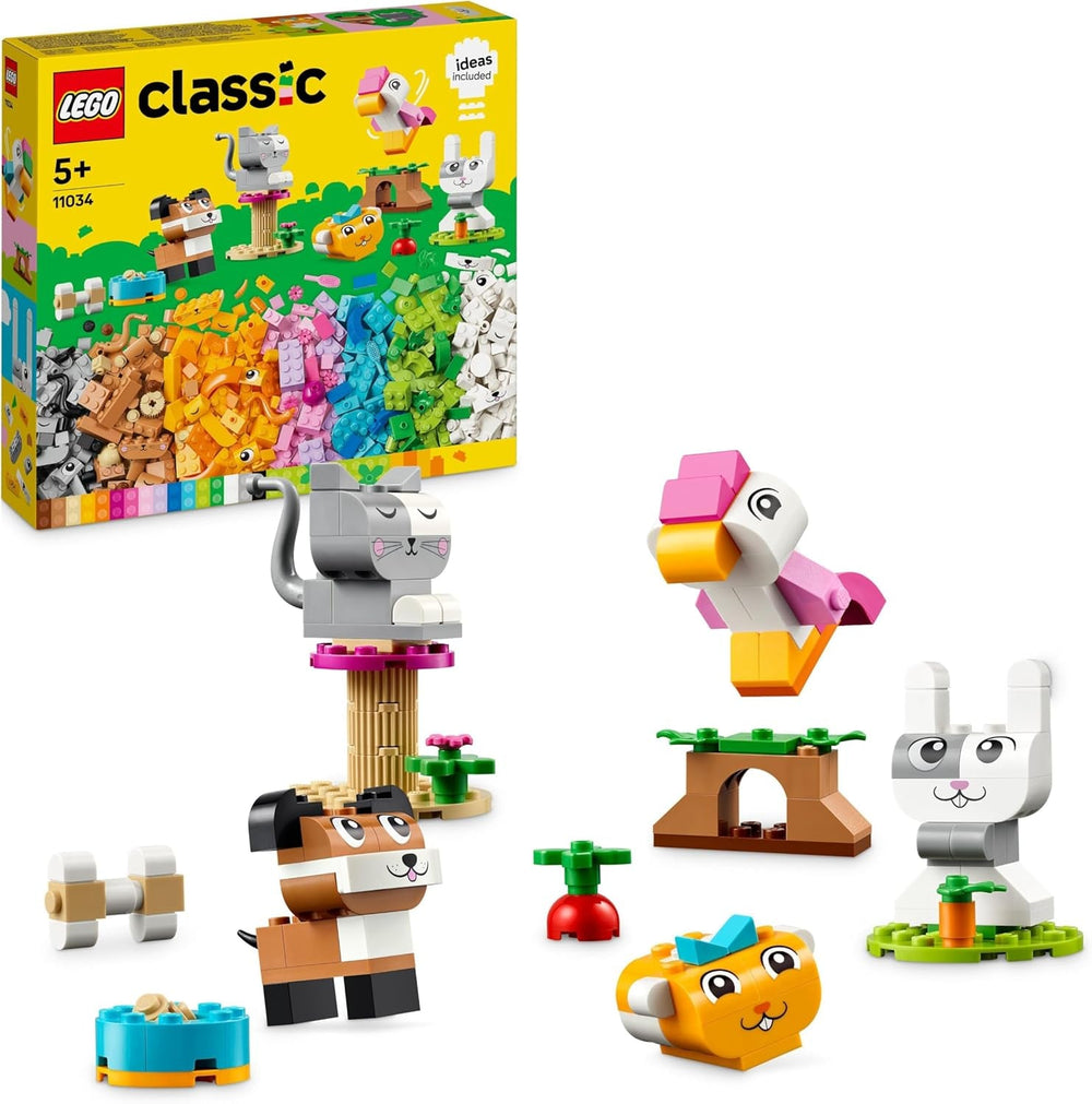 LEGO Classic Creative Animals Színes tégladobozos építőkockás állatfigurák Kutya, macska, nyúl, hörcsög és madár építőjáték fiúknak és lányoknak 5 éves 11034 építőkészlet Besuche den LEGO-Store Single