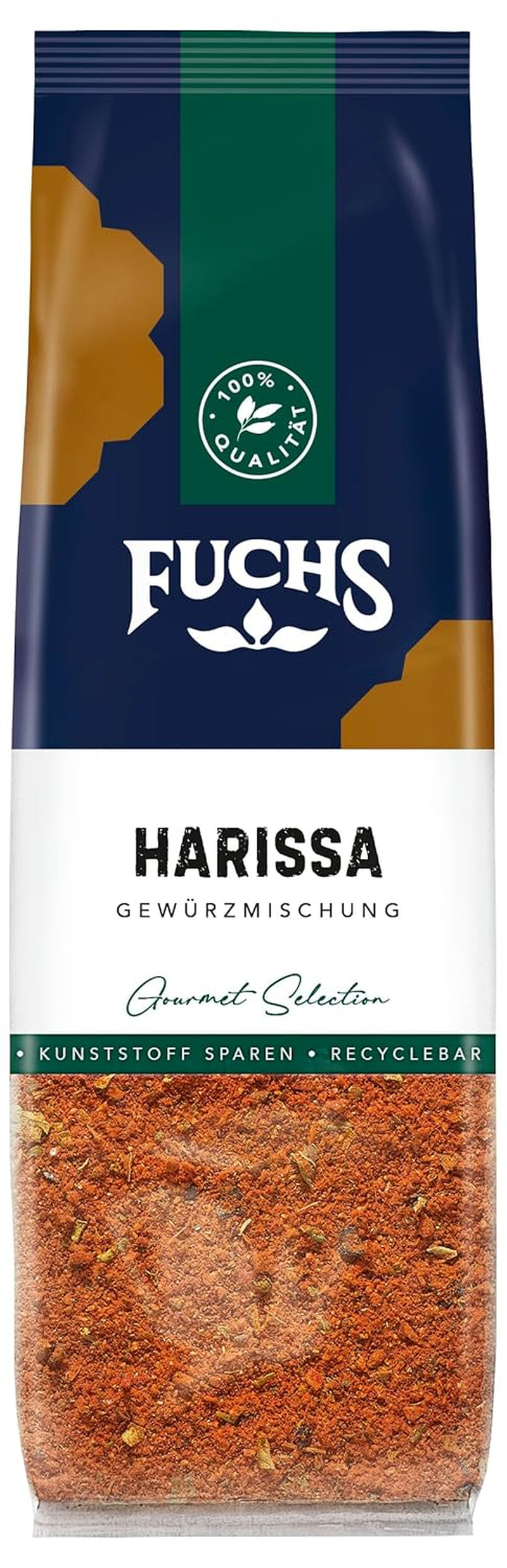 Fuchs Gewürze - Harissa Gewürzmischung im újrahasznosítható Nachfüllbeutel, zum Würzen von Ricegerichten, Couscous, Saucen és Suppen - 60 g