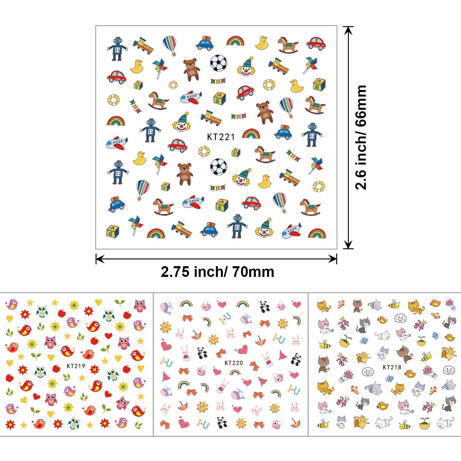 Autocolante de unghii pentru copii și fete, peste 600 de modele, animale, fructe, dinozauri, mașini, flori, autoadezive 3D, autocolante pentru unghii pentru copii, petrecere de ziua de naștere, cadou de salon de unghii cu ceai și spa