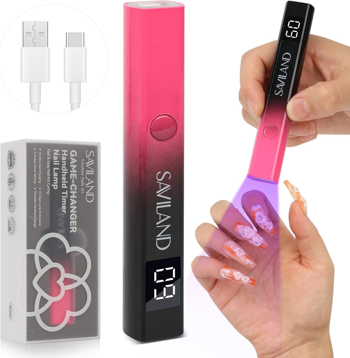 Saviland U V Lampe Für Gelnägel: Mini U V Lampe Für NägelSchützen Sie Die Haut Wiederaufladbar Klein LED Nagellack Trocknergerät Für Nagellack Aufbaugel Nail Tips Nagelkleber Geschenke Für Frauen