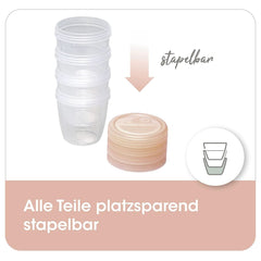 Recipiente pentru lapte matern NIP First Moments 150 ml, 4 bucăți: stivuibile și etanșe Accesorii Hrana si Alaptare Bebe Naty Shop
