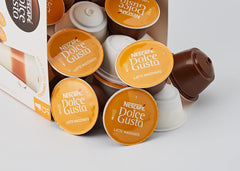 NESCAFÉ Dolce Gusto Latte Macchiato Vorratsbox 90 Kaffeekapseln (Aromatischer Espresso & Latte Macchiato Caramel