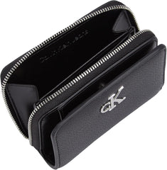 Calvin Klein doamnelor portofel Minimal Monogram Zip Around Klein, negru (negru), o mărime Portofel Femei Naty Shop