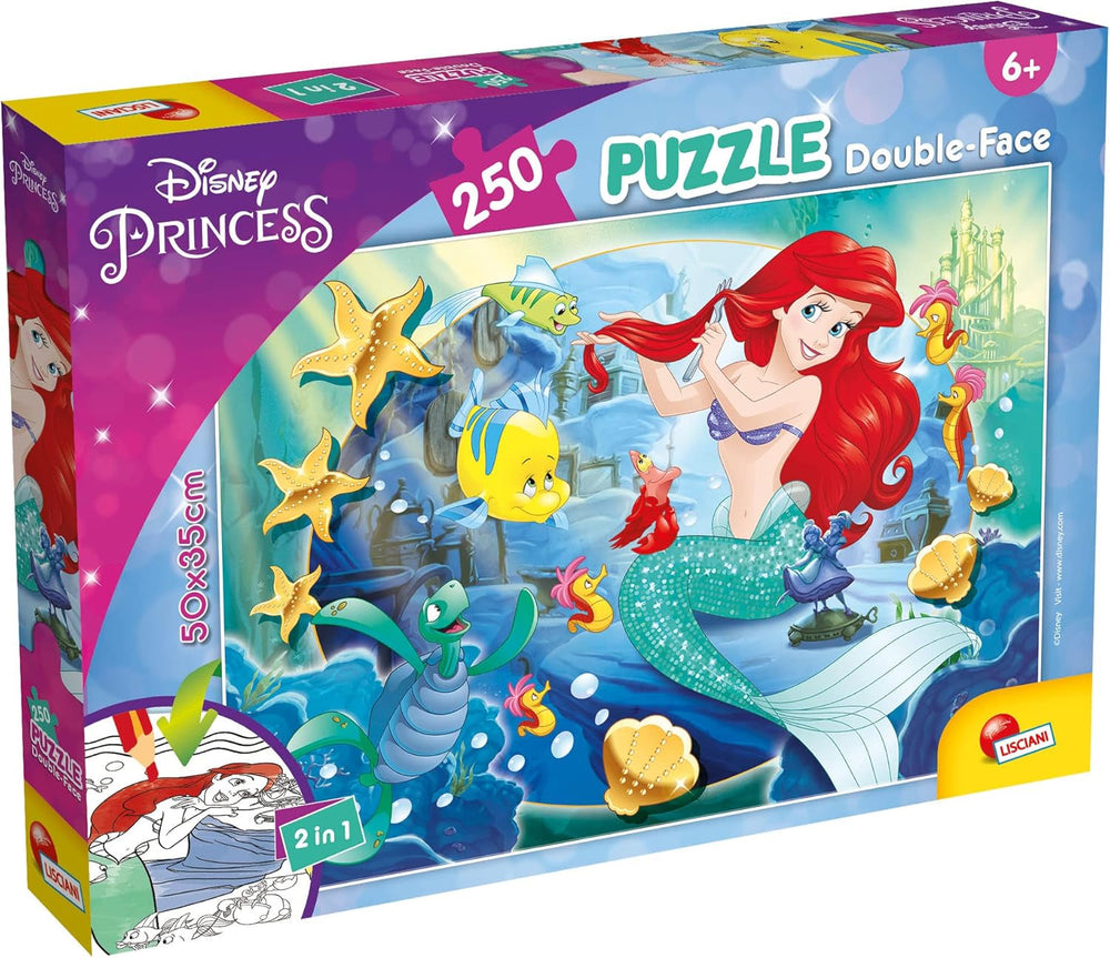 Lisciani - DISNEY Puzzle Ariel - Recreează și colorează scenele din cutiile tale preferate - de la 7 ani - PUZZLE DE MARE DIMENSIUNE cu 250 de piese - Încurajează dexteritatea Puzzle Naty Shop Titlu implicit