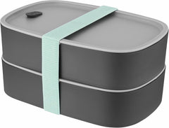 BergHoff cutie bento dublă - Leo (set cutie de prânz 19x12.5x9 cm, două cutii, rezistent la microunde, sigiliu etanș, rezistent la spălarea vaselor, ideal pentru gustări / gustări / salată) 3950126 Cutii depozitare alimente Naty Shop Clasic