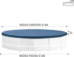 Kerek medencetakaró Intex 28031 - Medenceburkolat - Ø 366 cm - Fém és prizmás vázas medencékhez, Sötétkék