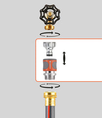 Gardena 39042-M Set de pornire cu cuplaj rapid metalic pentru furtunuri de grădină, cuplaje rapide și accesorii în câteva secunde, 4 piese, inclusiv adaptoare anti-scurgere pentru ștecher și priză