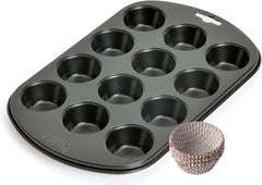 Eredeti Kaiser Inspiration Muffinform-Set 2-Teilig, Muffinblech Mit Xmas Papierbackförmchen Für 12 Muffin, 38 X 27 Cm, Cupcake Forma Antihaftbeschichte, Schwarz Formák és tepsi Naty Shop
