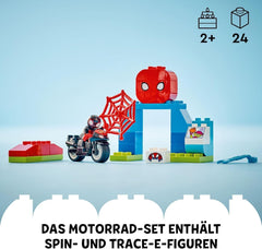 LEGO DUPLO Marvel Spins Motorkerékpáros kaland, Fantasy játékkészlet a Pók és szuper barátai című tévésorozathoz, építhető és újjáépíthető oktatójáték 2 éves és idősebb gyermekek számára 10424 építőkészlet Besuche den LEGO-Store
